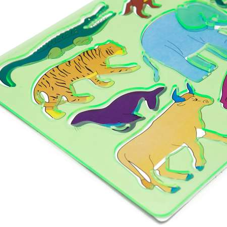 Трафарет пластиковый Darvish с фигурами животных для рисования и декора многоразовый зеленый