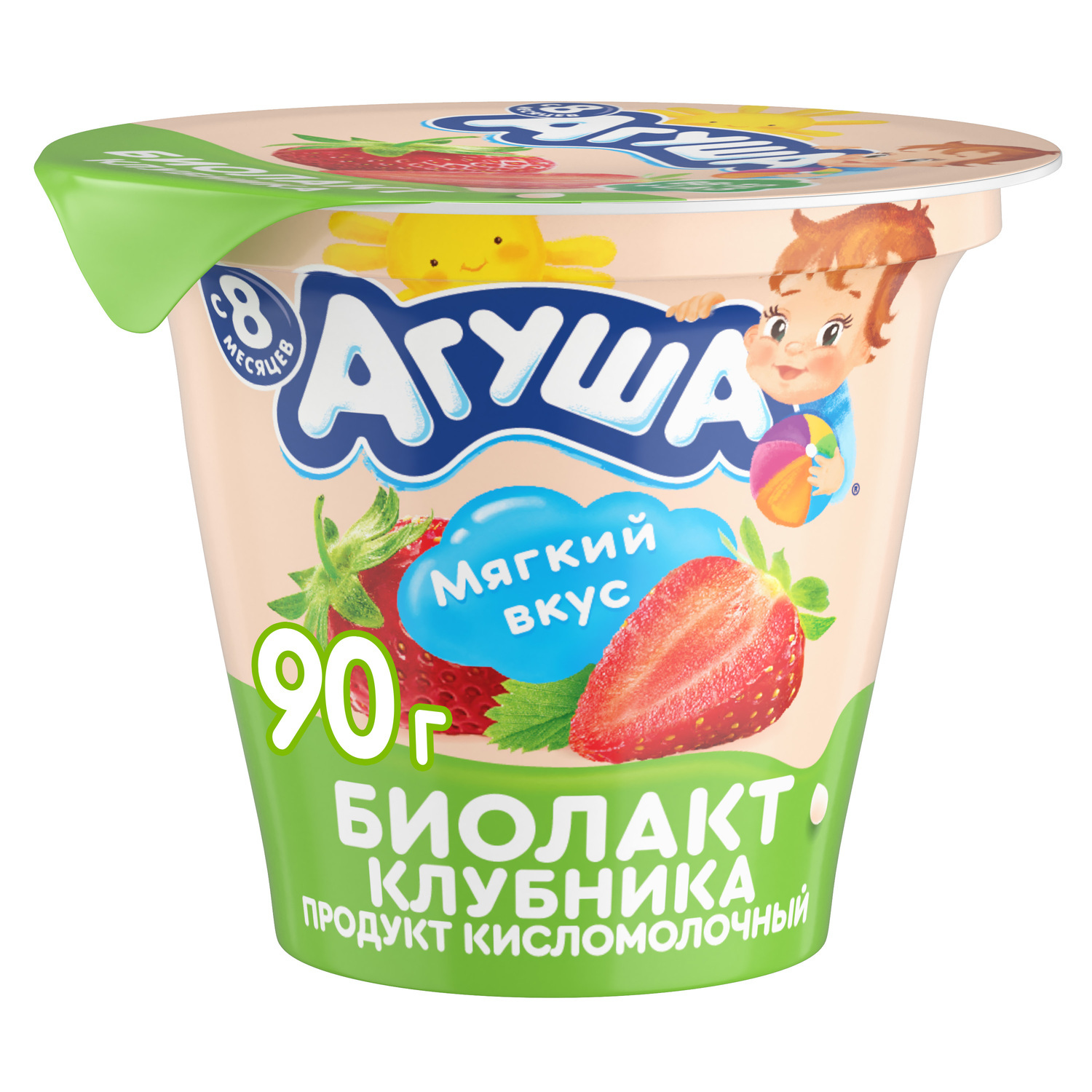 Биолакт Агуша клубника 3% 90г с 8месяцев - фото 1