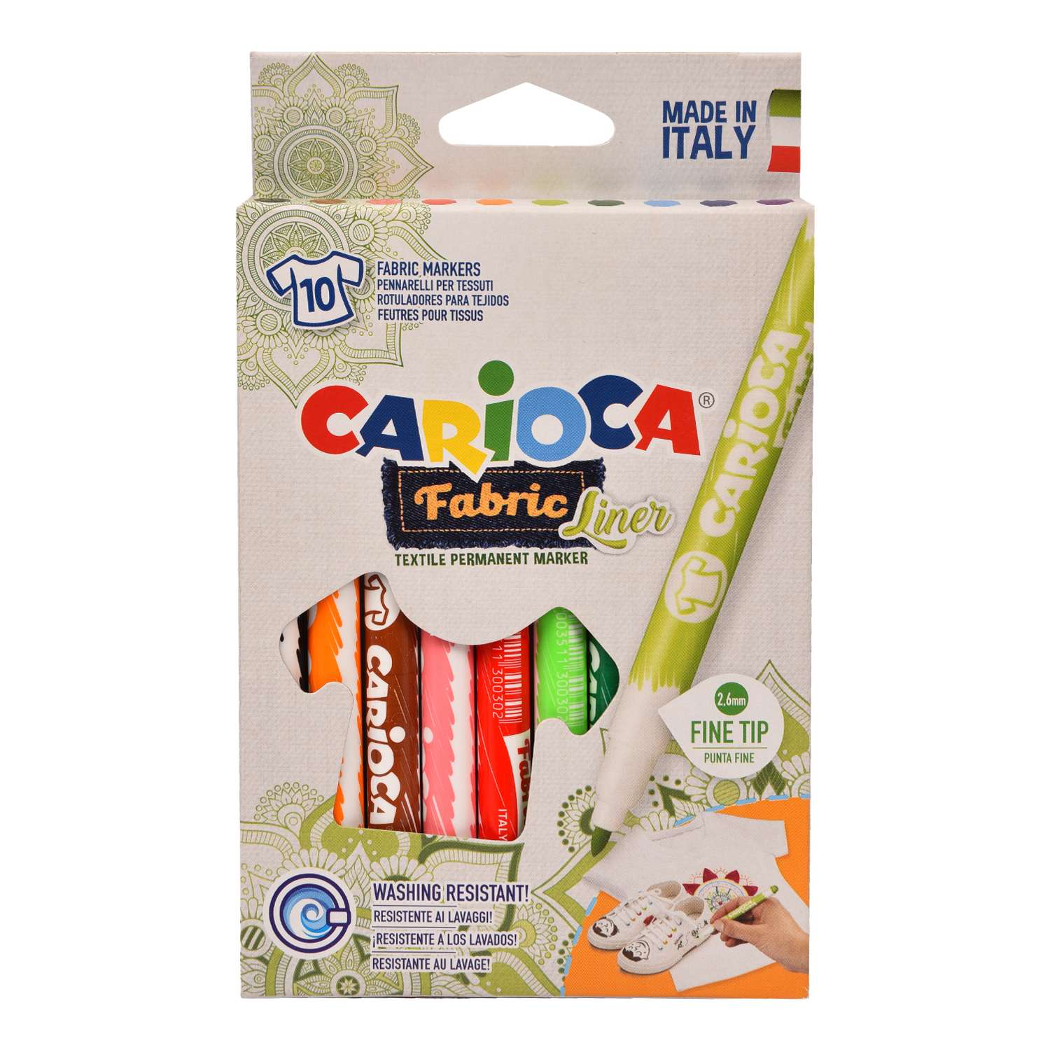 Фломастеры для ткани CARIOCA Fabric 10цветов 42909 - фото 1