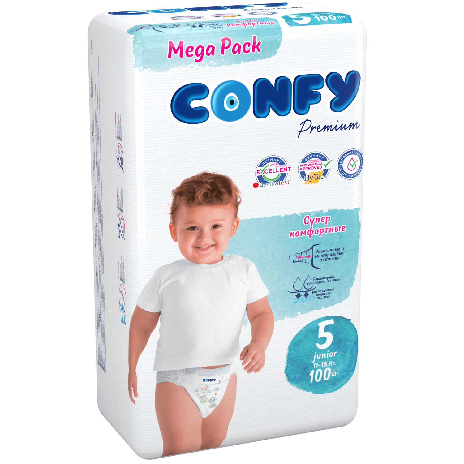 Подгузники детские CONFY Premium Junior размер 5 11-18 кг Mega упаковка 100 шт CONFY - фото 2