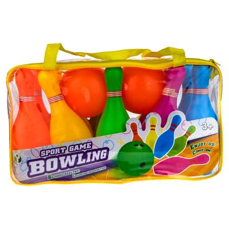 Игровой набор 1 TOY Боулинг 10 кегель и 2 шара в сумке с ручками