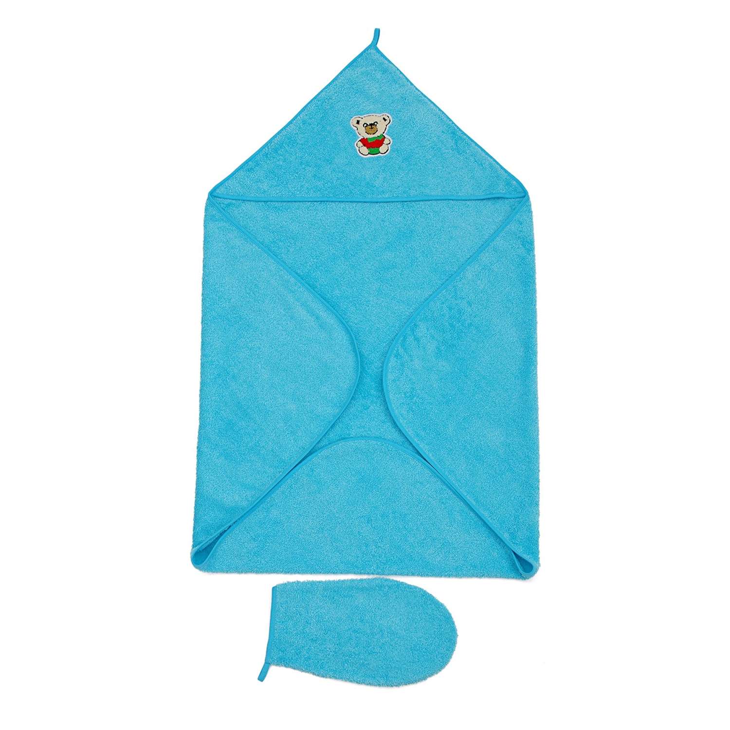 Комплект для купания Forsalon Махровый полотенце и варежка цвет голубой - фото 1