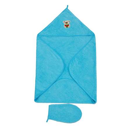 Комплект для купания Forsalon Махровый полотенце и варежка цвет голубой