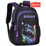 Рюкзак школьный Evoline Черный кошка с наушниками BEVO-155-CAT-1