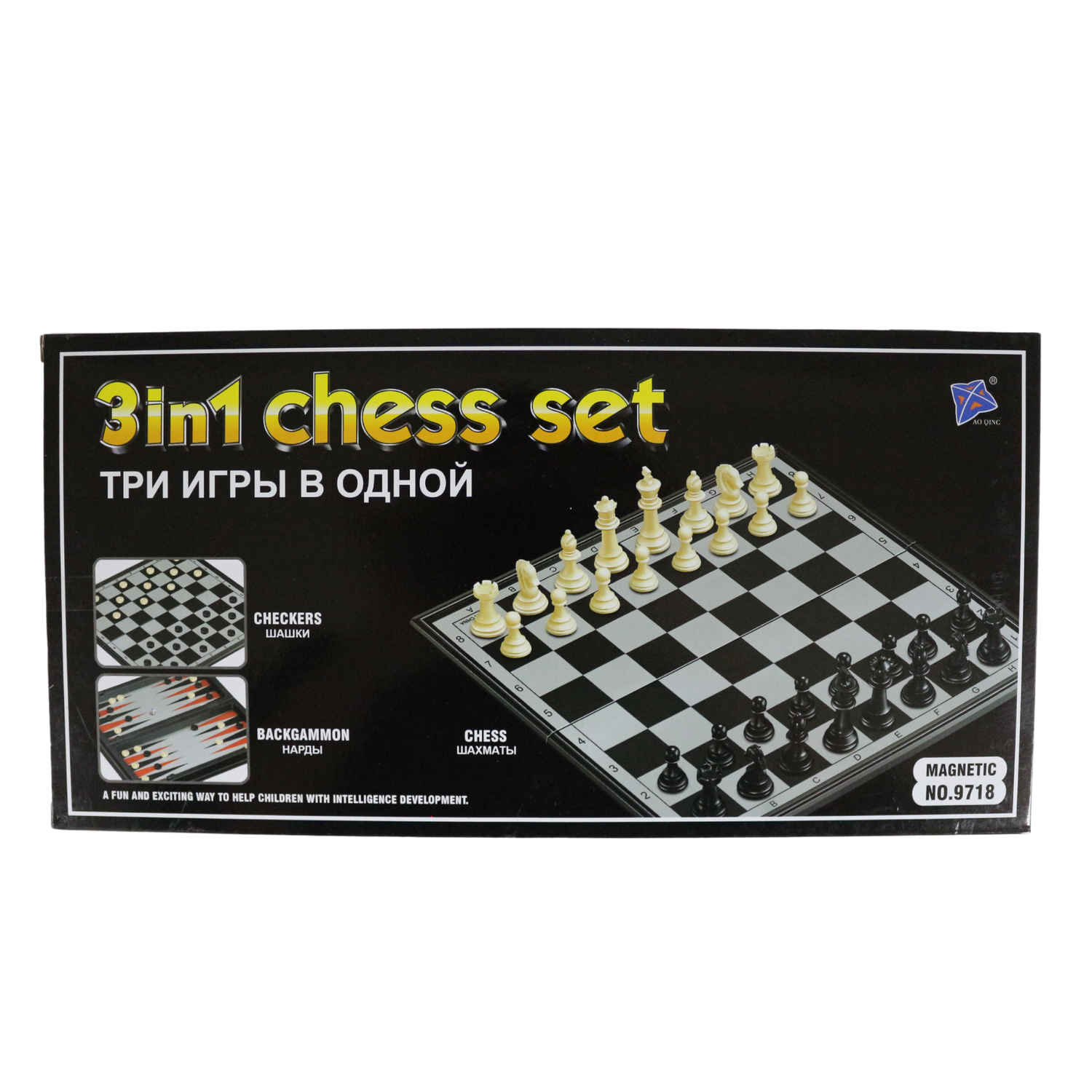 Настольная игра 3в1 InGame Шахматы шашки нарды малый 9518 - фото 1