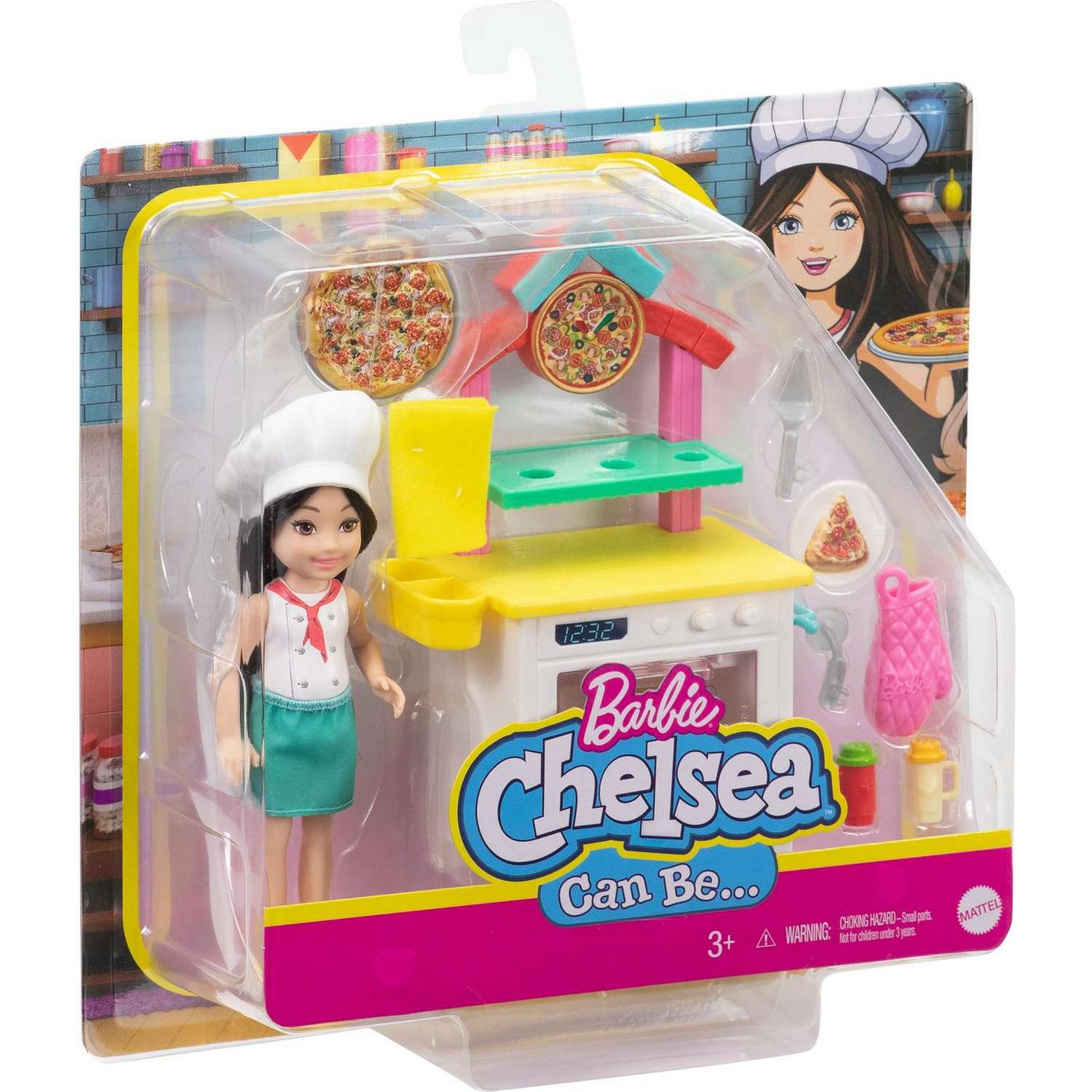 Barbie Игровой набор Кукла Челси Пицца-шеф с кухней и духовкой