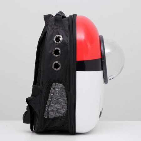 Рюкзак для переноски животных Пижон с окном для обзора 30х24х42 см красно-белый