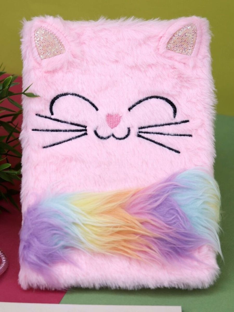 Блокнот плюшевый iLikeGift Sleeping cat pink - фото 1