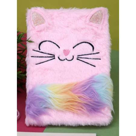 Блокнот плюшевый iLikeGift Sleeping cat pink