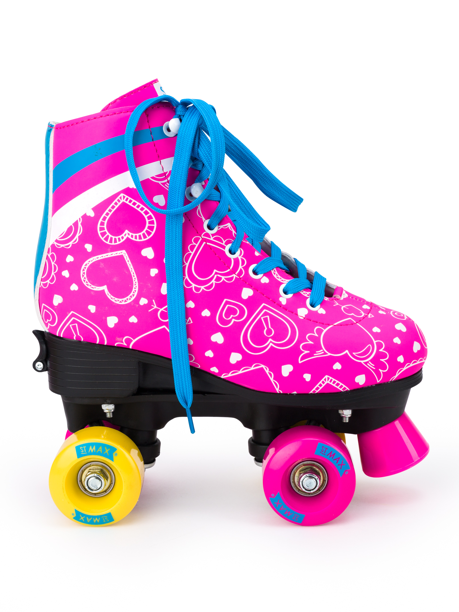 Роликовые коньки SXRide Roller skate YXSKT04BLPN цвет розовые с белыми сердечками размер 31-34 - фото 6