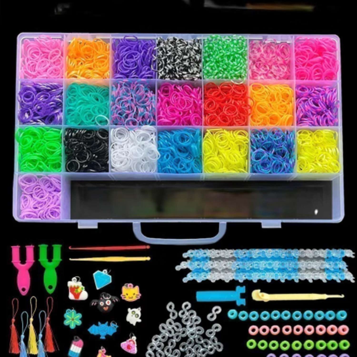 Набор резинок для плетения Color Kit для плетения браслетов 5600 шт 8 видов деталей - фото 1