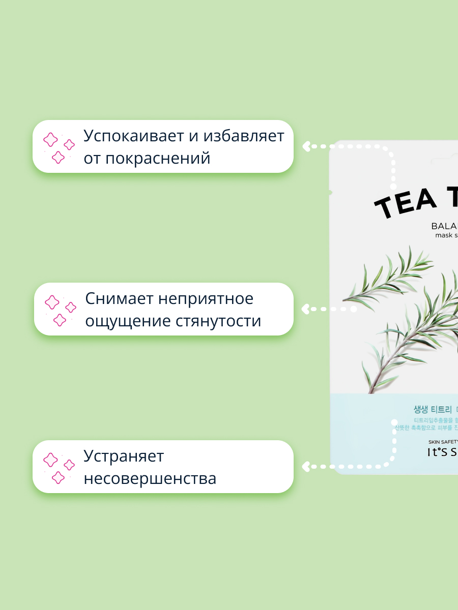 Маска тканевая Its Skin с экстрактом чайного дерева успокаивающая 18 г - фото 3