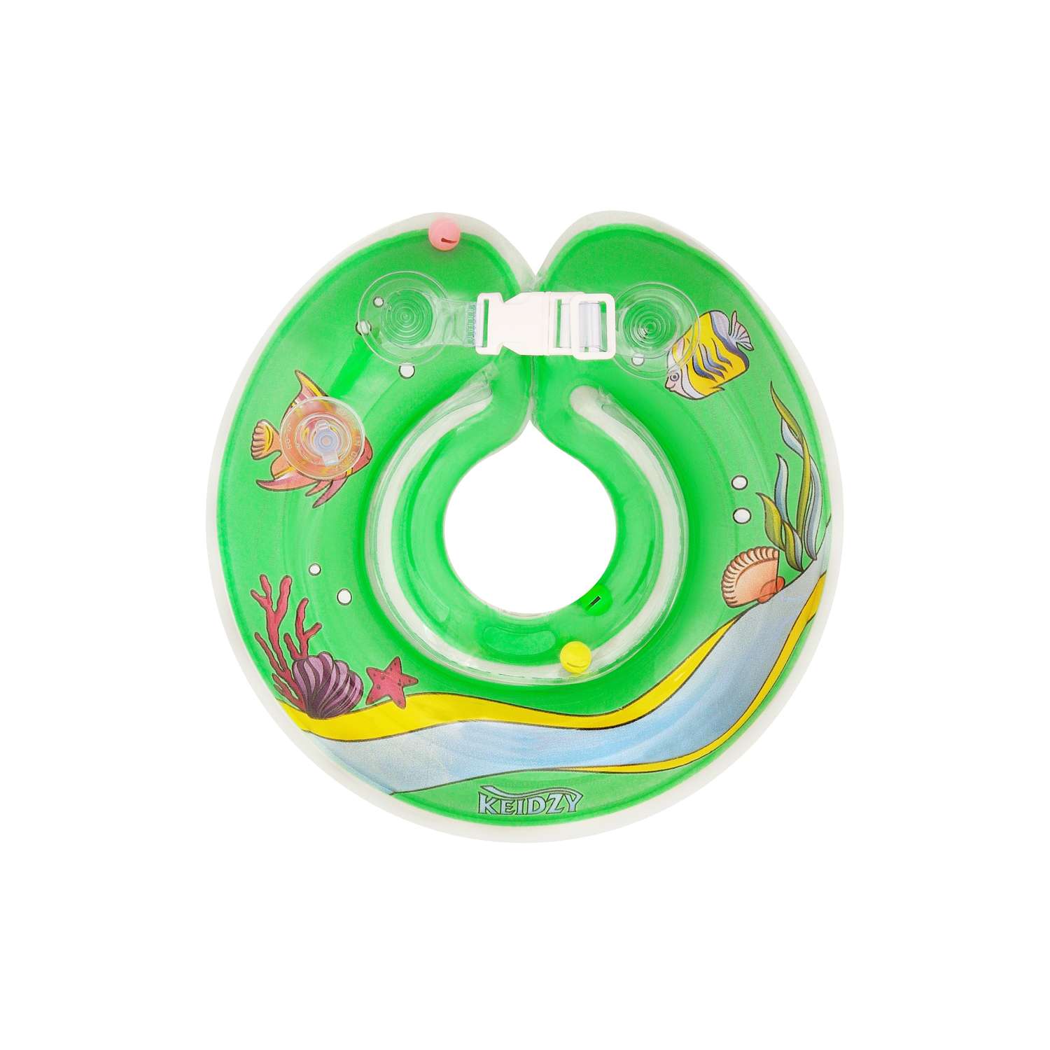 Круг на шею Keidzy для купания малышей зеленый подводный мир - фото 1
