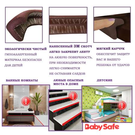 Набор защитные накладки Baby Safe и защитная лента безопасности XY-038 1+4 коричневый