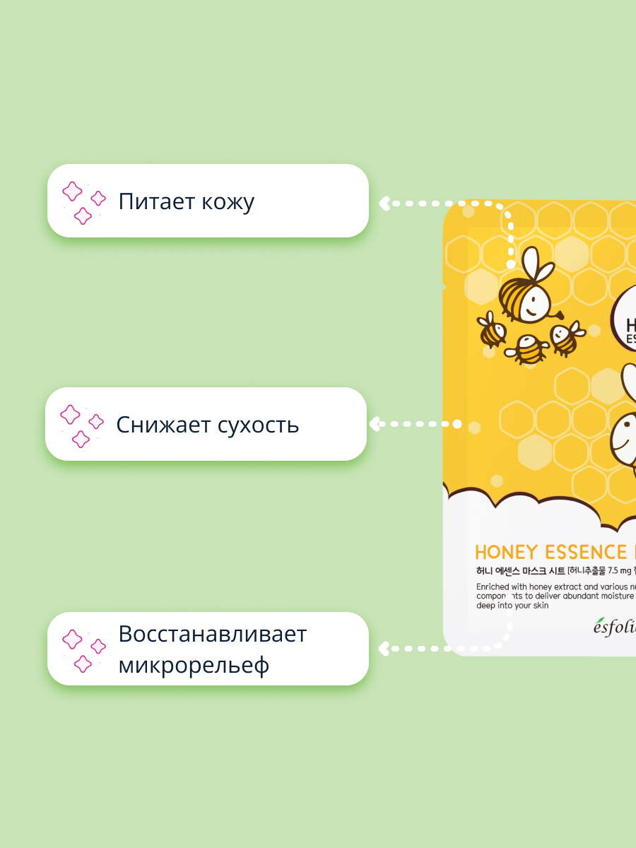 Маска тканевая Esfolio медовая 25 мл - фото 3