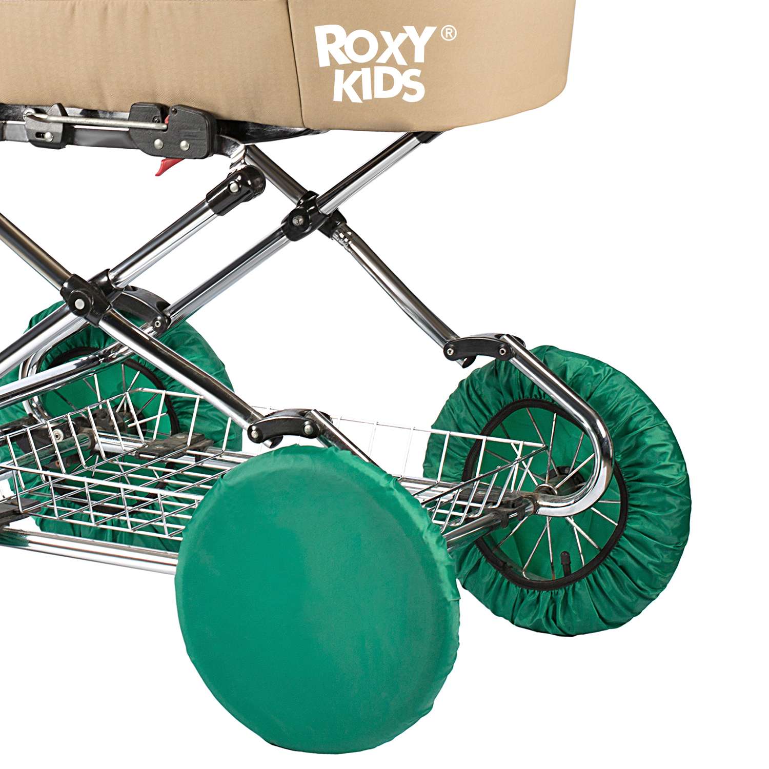 Чехлы ROXY-KIDS на колеса коляски на резинке 4шт цвет зеленый RWC-030-G - фото 2