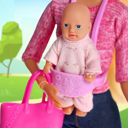 Кукла-модель Defa Lucy «Молодая мама» с пупсом с аксессуарами цвет розовый