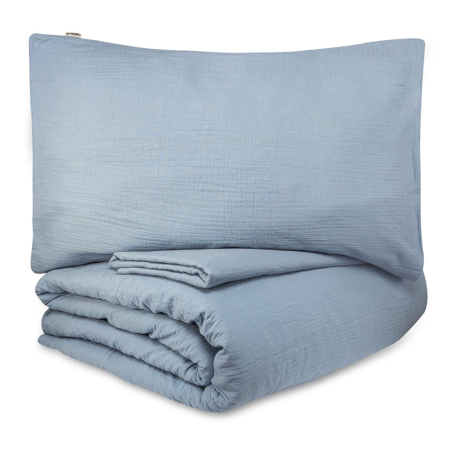 Комплект постельного белья LUKNO Муслиновое полутороспальное голубой 3 предмета - фото 1