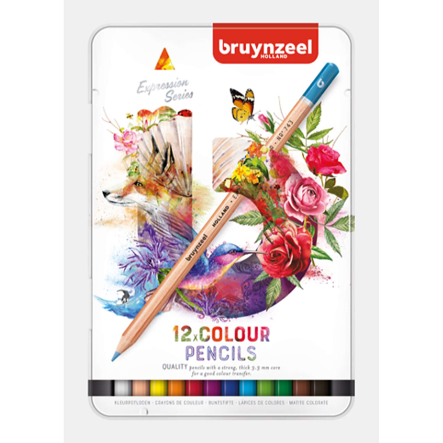 Набор цветных карандашей BRUYNZEEL Expression Colour 12 цветов в металлическом коробе-пенале - фото 1