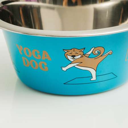Миска Пижон стандартная «Пижон. Yoga Dog» 450 мл синяя