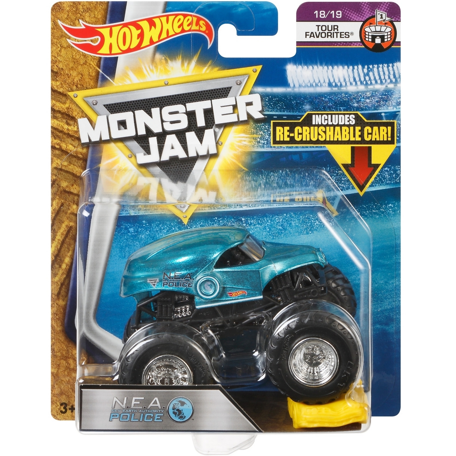 Машина Hot Wheels Monster Jam 1:64 Полицейский Синий FLX47 купить по цене  88 ₽ в интернет-магазине Детский мир