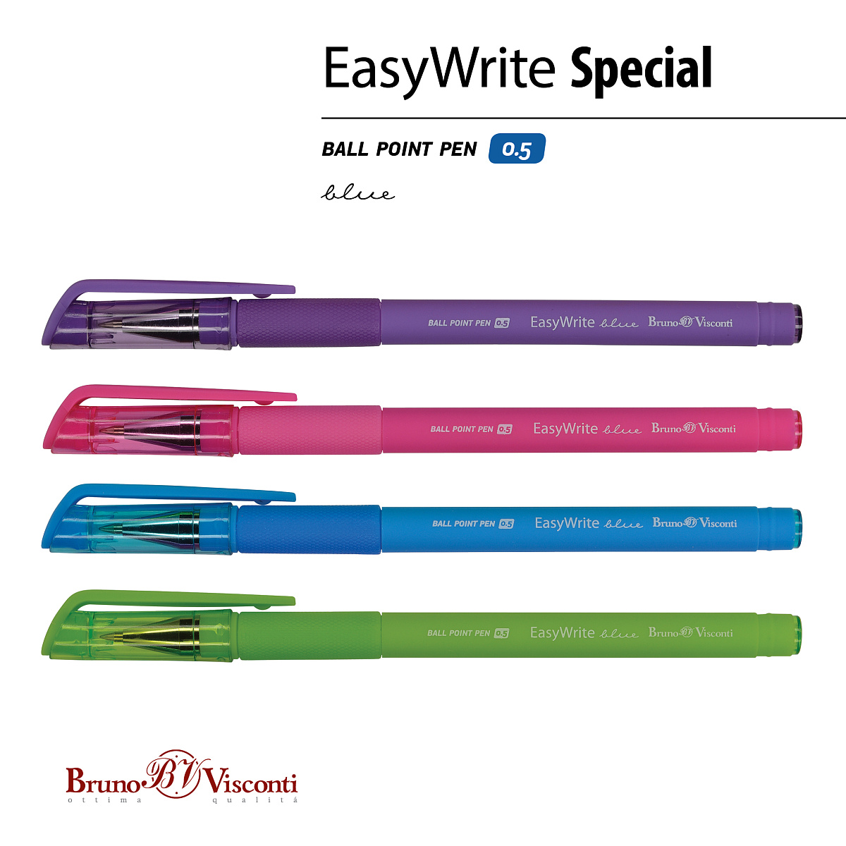 Набор из 5-ти шариковых ручек Bruno Visconti EasyWrite Special синии - фото 4