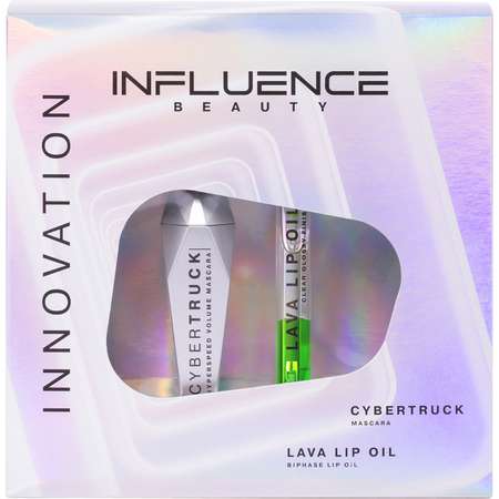 Подарочный набор Influence Beauty Тушь Cybertruck и двухфазное масло для губ Lava lip oil тон 4