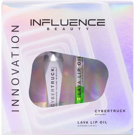 Подарочный набор Influence Beauty Тушь Cybertruck и двухфазное масло для губ Lava lip oil тон 4