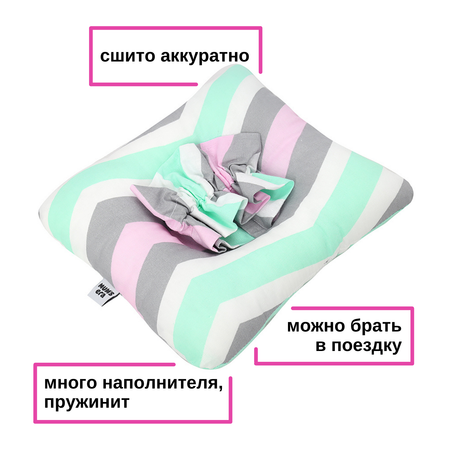 Подушка для новорожденных Mums Era для кормления и укачивания с резинкой зиг заг