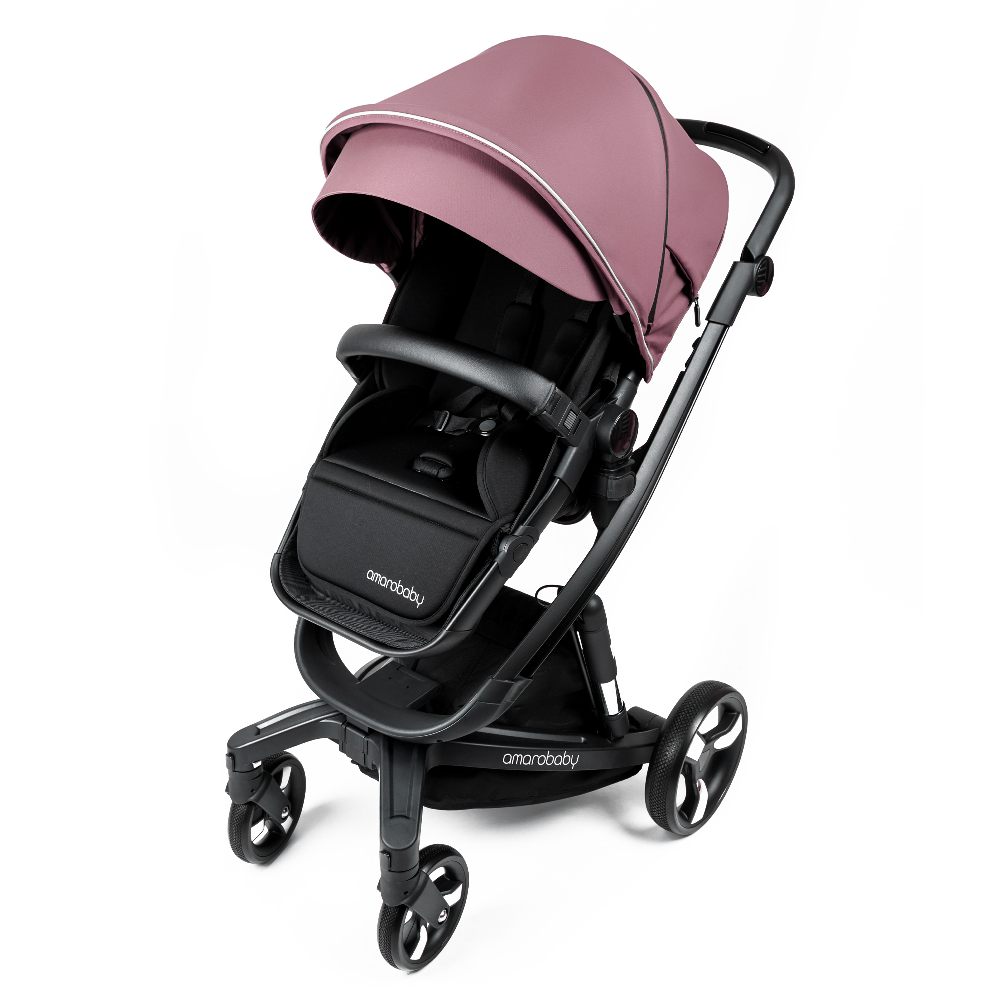 Коляска детская 2 в 1 AmaroBaby TUTUM с AUTO BRAKE розовый - фото 29