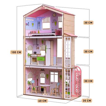 Кукольный домик M-WOOD Симфония с лифтом с мебелью