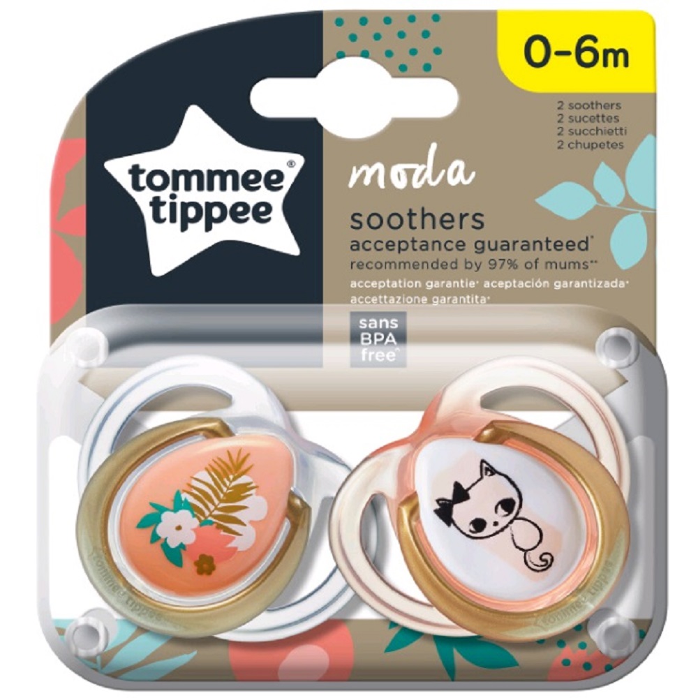 Пустышка Tommee tippee силиконовая Moda для девочек 0-6 мес. 2 шт. - фото 1