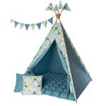 Детская игровая палатка вигвам Buklya Медведи с ковриком бон-бон цв. мятный / индиго