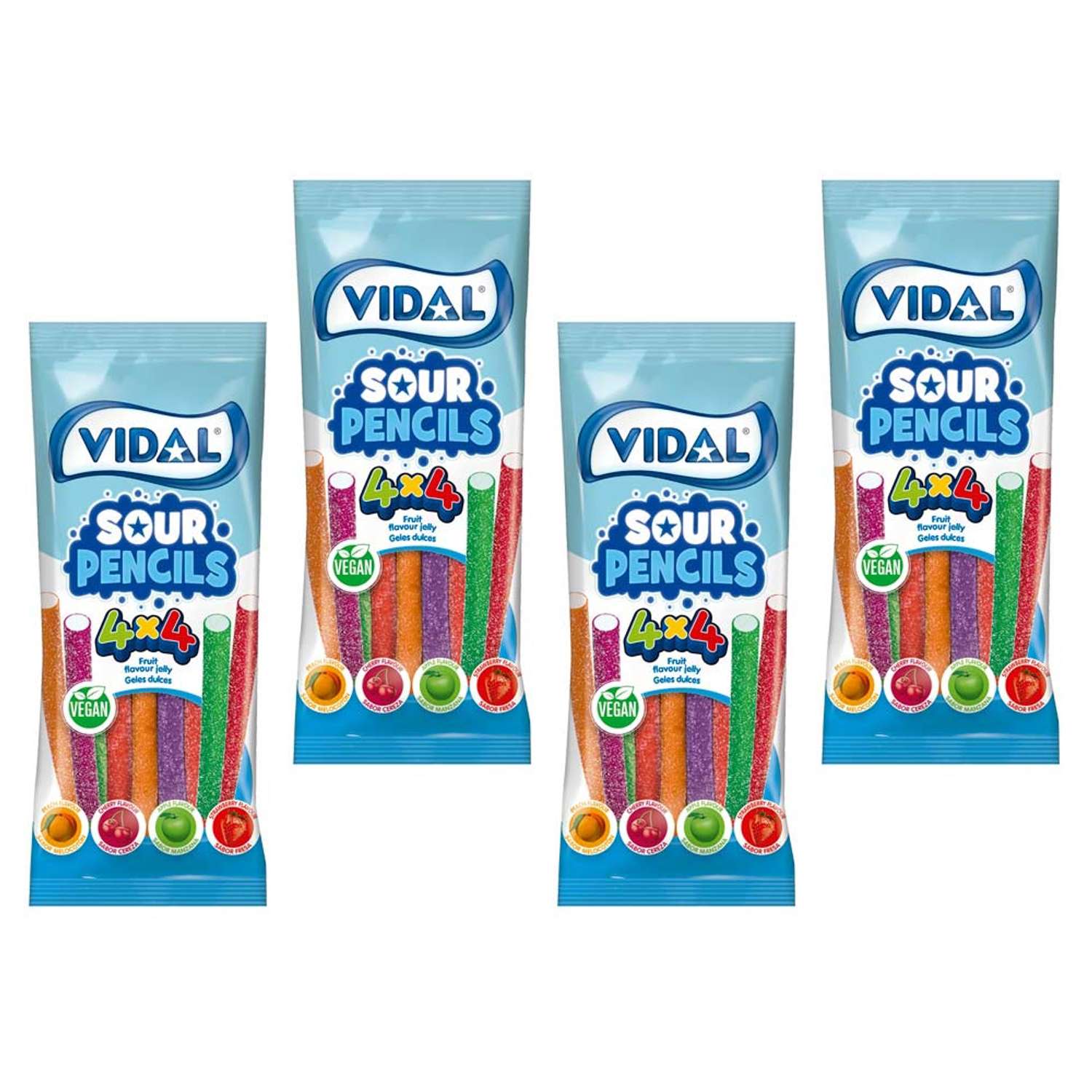 Жевательный мармелад Vidal для детей и взрослых Разноцветные карандаши 4 упаковки по 70 г - фото 1