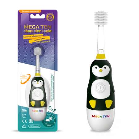 Зубная щетка звуковая детская Mega Ten kids sonic пингвиненок 21-MKS026