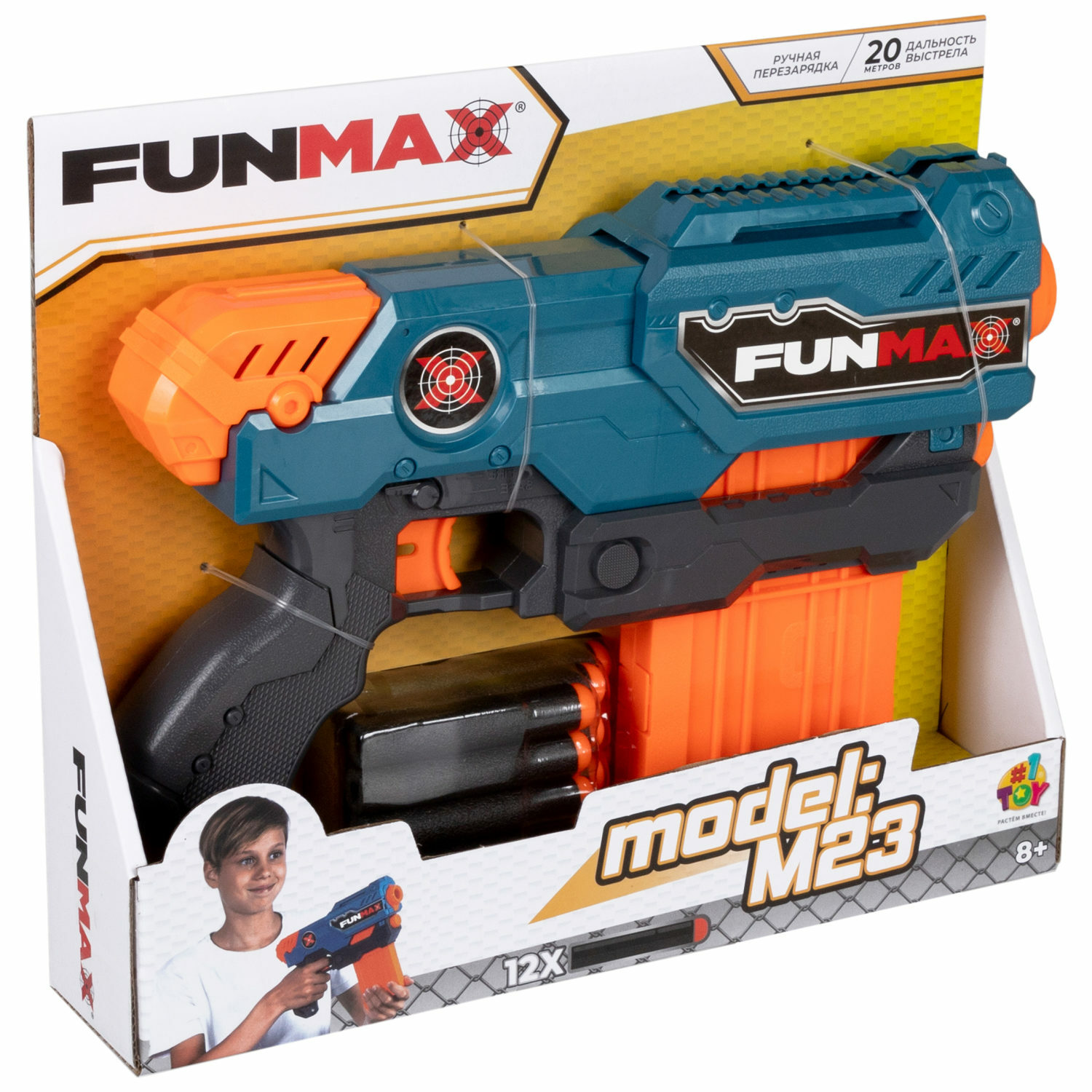 Фанмакс Бластер с мягкими пулями FunMax 1TOY детский 12 пуль - фото 18