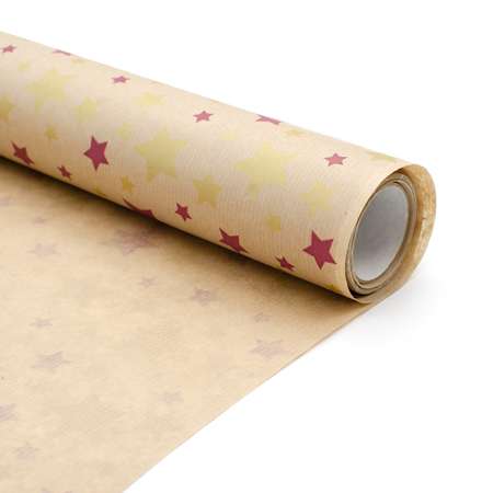 Бумага Айрис крафтовая упаковочная для подарков букетов Звезды 40г/м2 70 см 10 м фиолетовый золото
