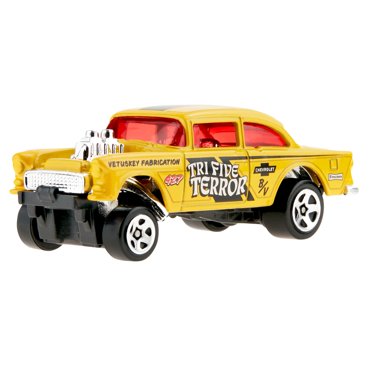 Автомобиль Hot Wheels 55 Chevy Bel air gasser 1:64 желтый 65044 - фото 2