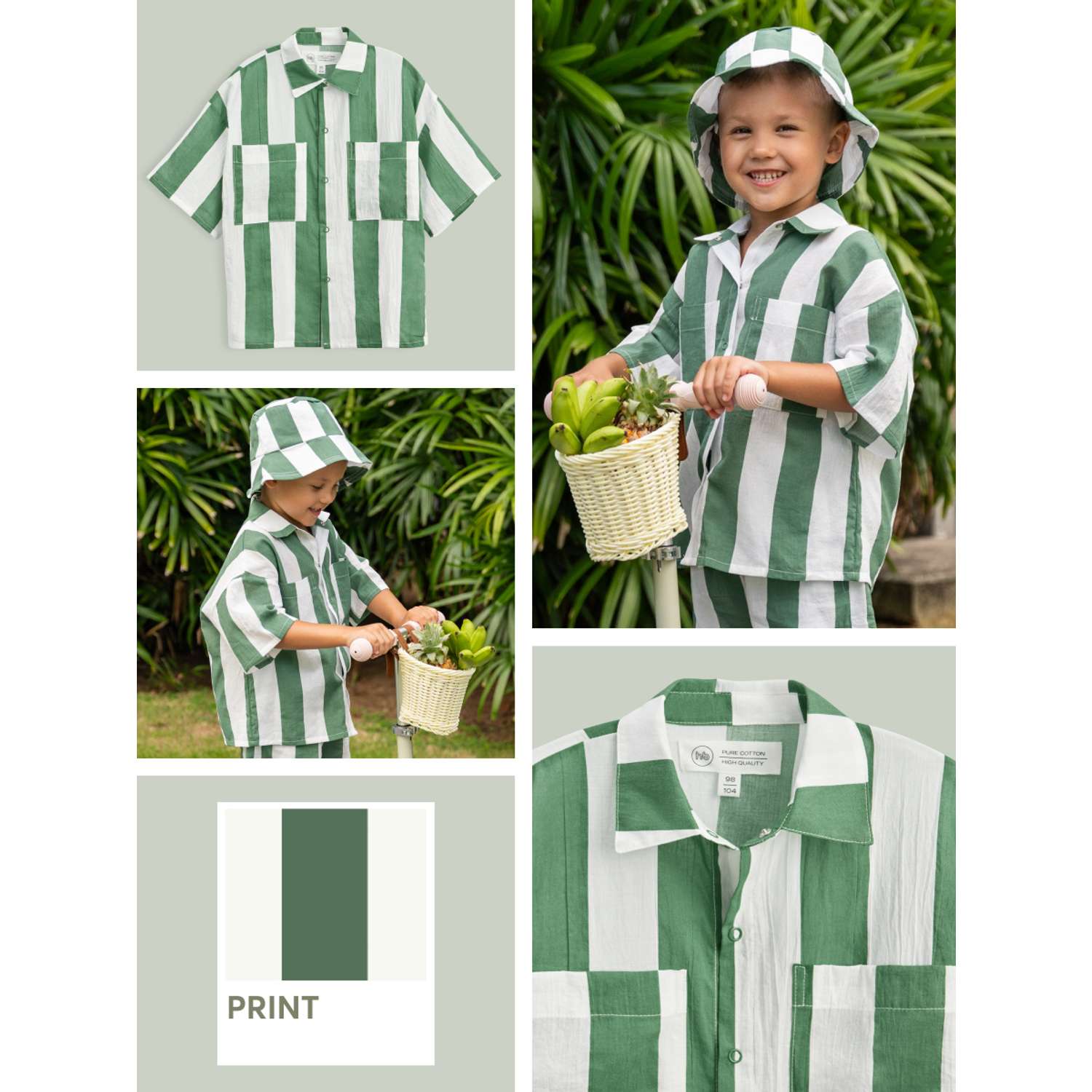 Рубашка Happy Baby 88116_green-stripe - фото 2
