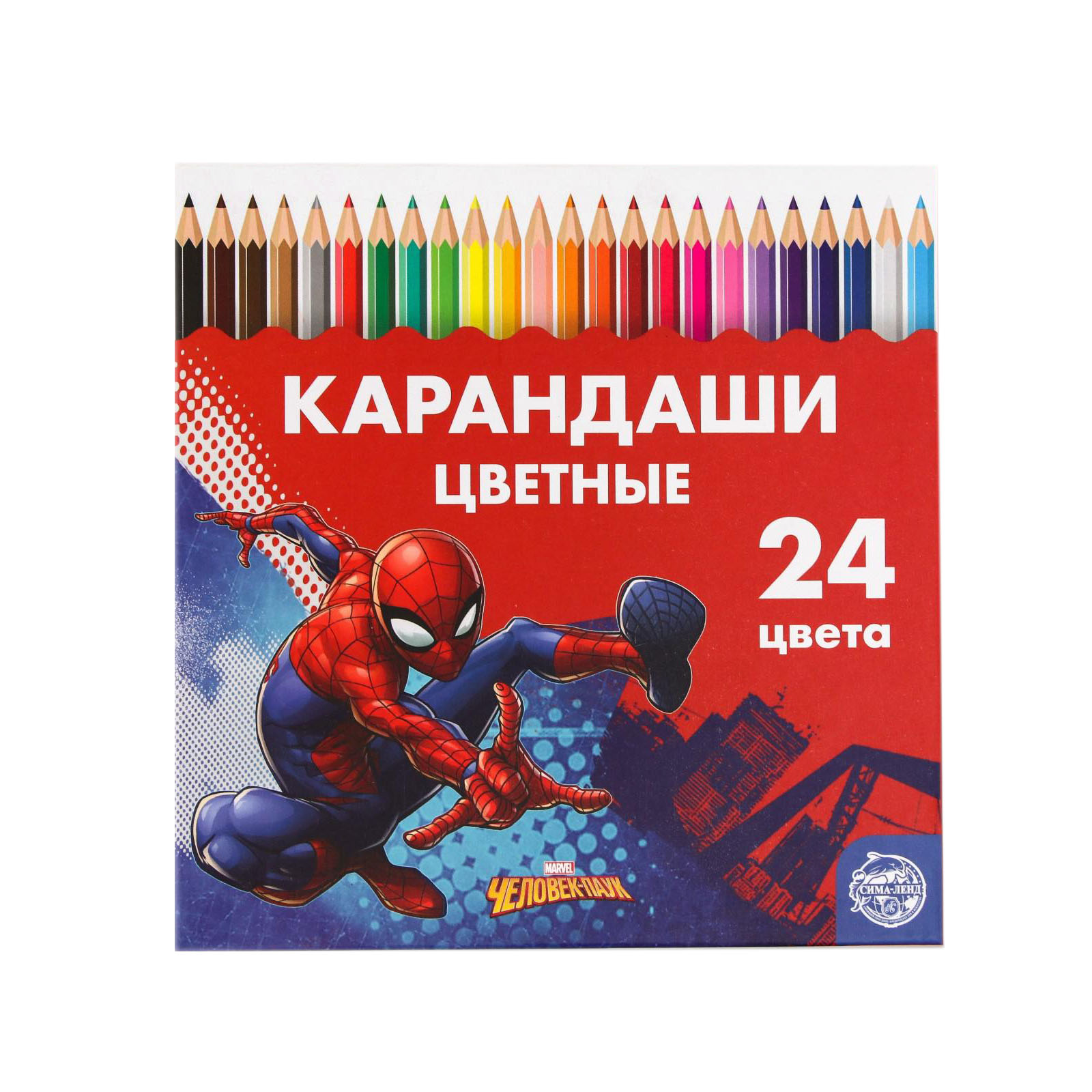 Карандаши Marvel 24 цвета «Супергерой» Человек-Паук - фото 1