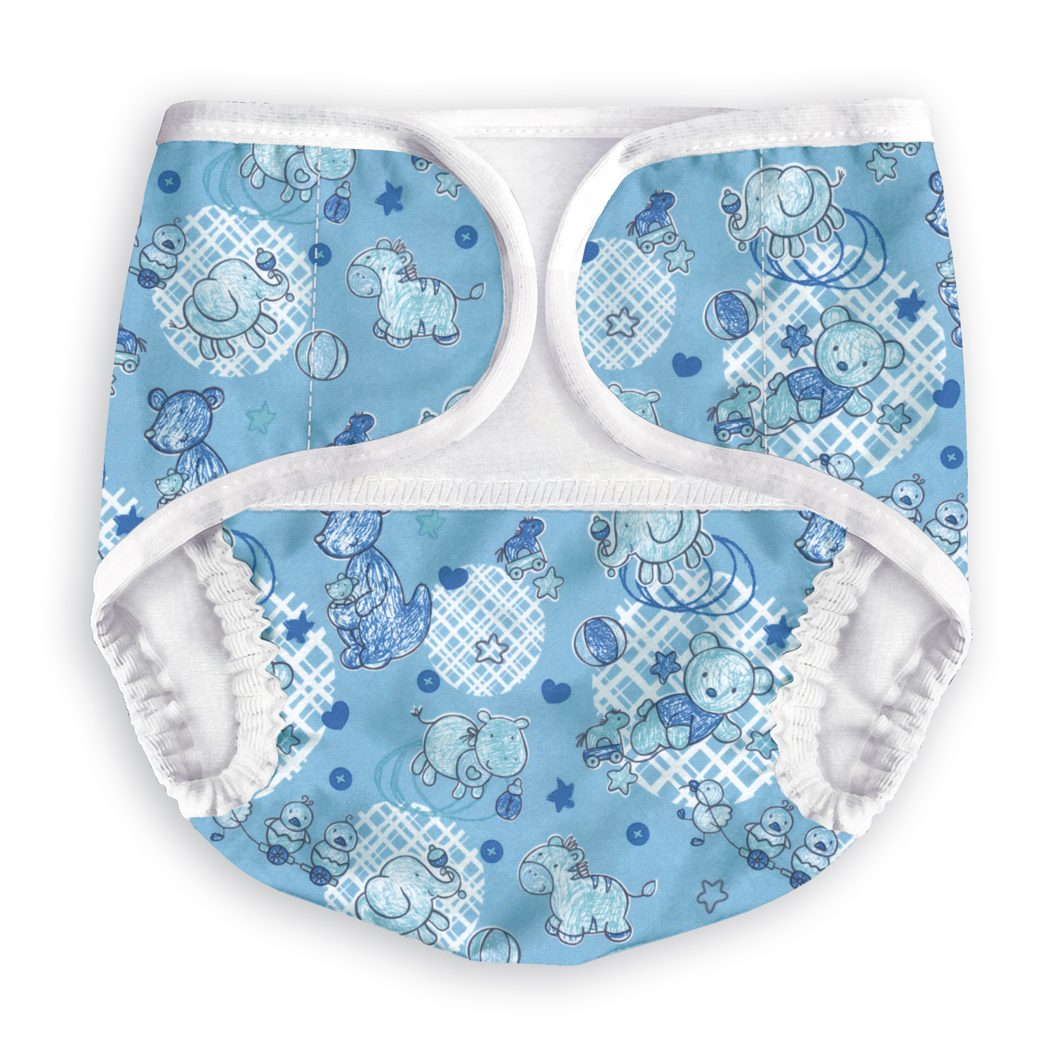 Трусики MULTI-DIAPERS Лайт Бегемоты синие В 4-9кг 1шт - фото 2