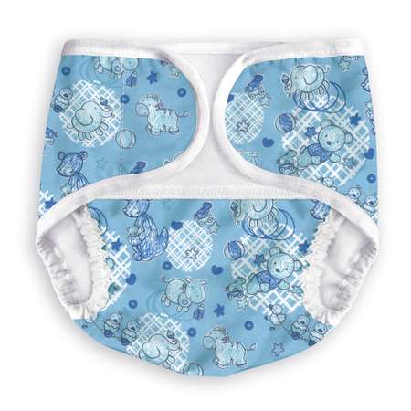 Трусики MULTI-DIAPERS Лайт Бегемоты синие В 4-9кг 1шт