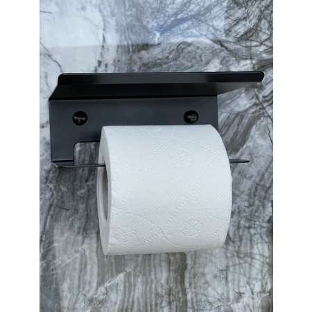 Держатель туалетной бумаги Зонт Мастерская Уюта черный с полочкой