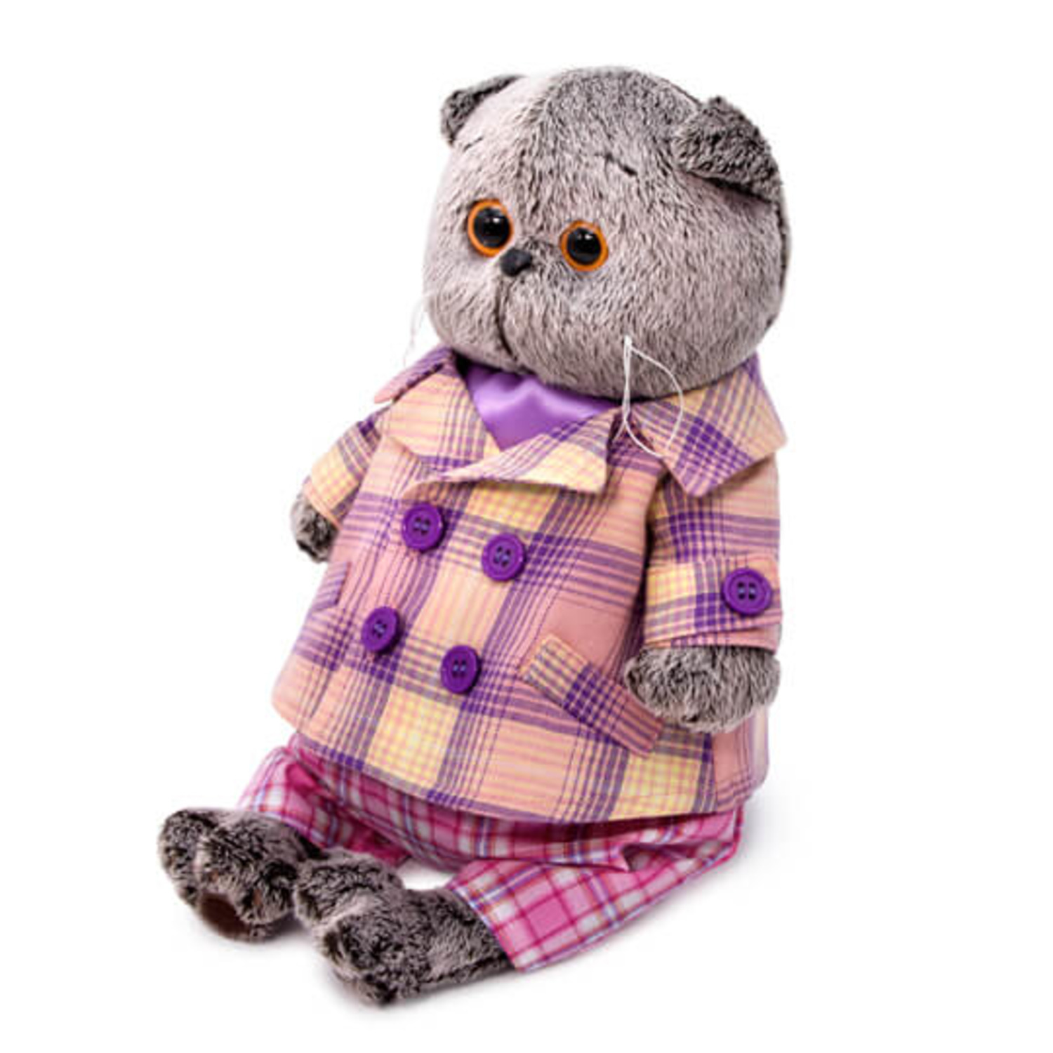 Мягкая игрушка BUDI BASA Кот Басик в пиджаке в сиреневую клетку 25 см BB012 - фото 3