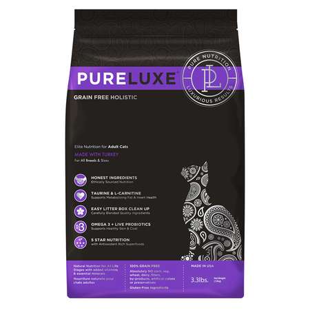 Корм для кошек Pureluxe с индейкой 1.5кг