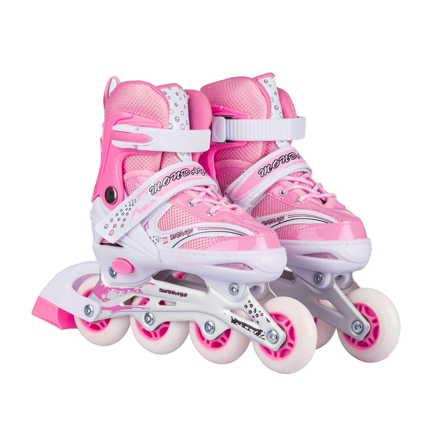 Роликовые коньки BABY STYLE розовые раздвижные размер с 28 по 31S светящиеся колеса - фото 2