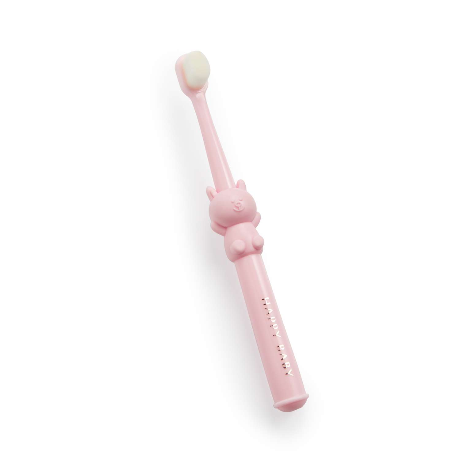 Детская зубная щётка Happy Baby с мягкой щетиной розовая мишка - фото 1