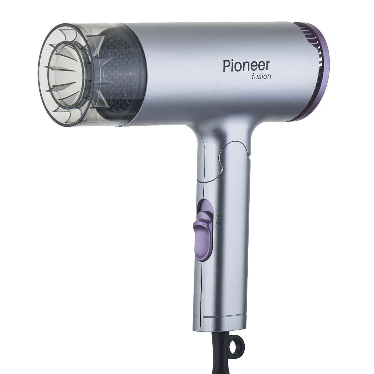 Фен для волос Pioneer с ионизацией серебристый/фиолетовый - фото 1