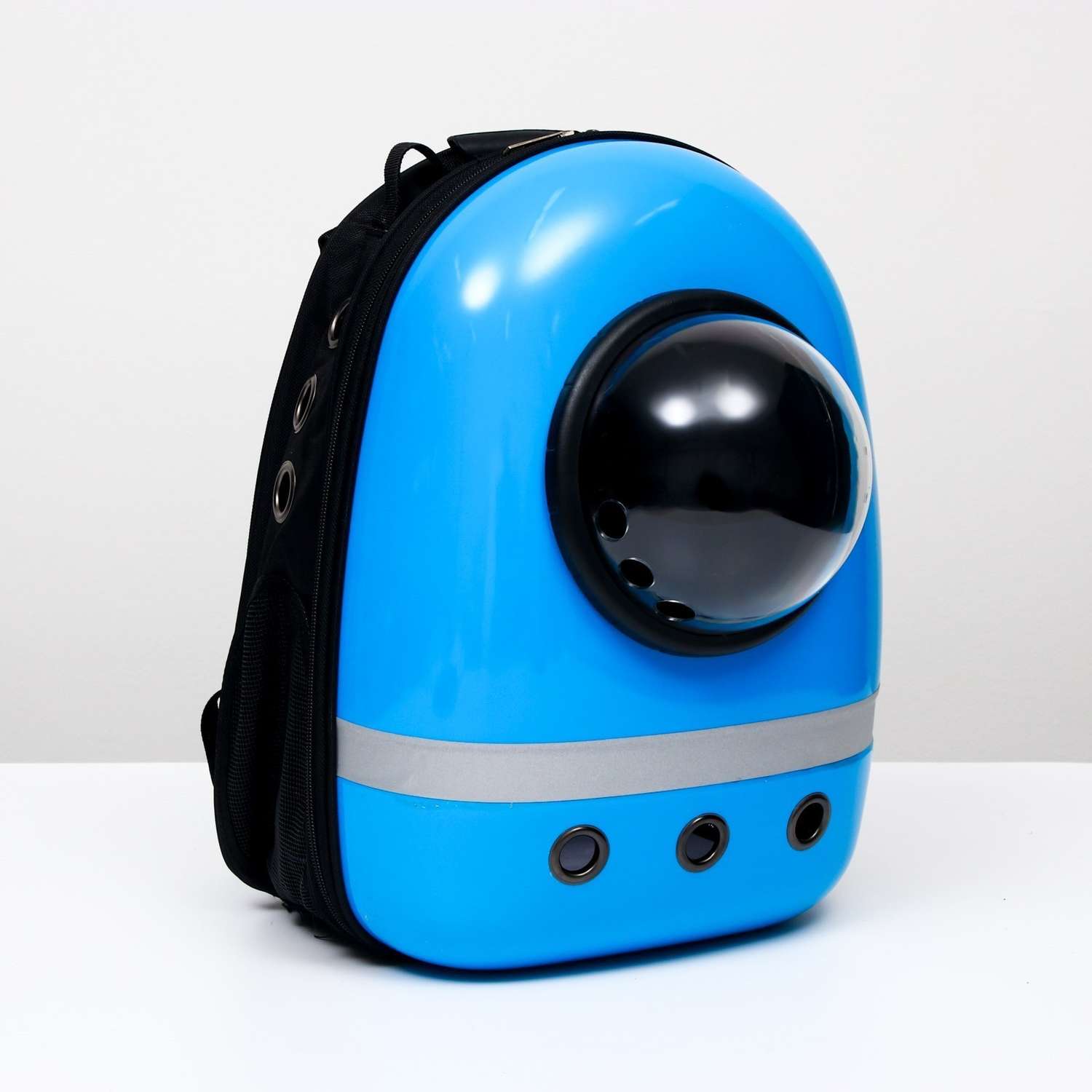 Рюкзак для переноски животных Пижон с окном для обзора и светоотражающей полосой синий - фото 1