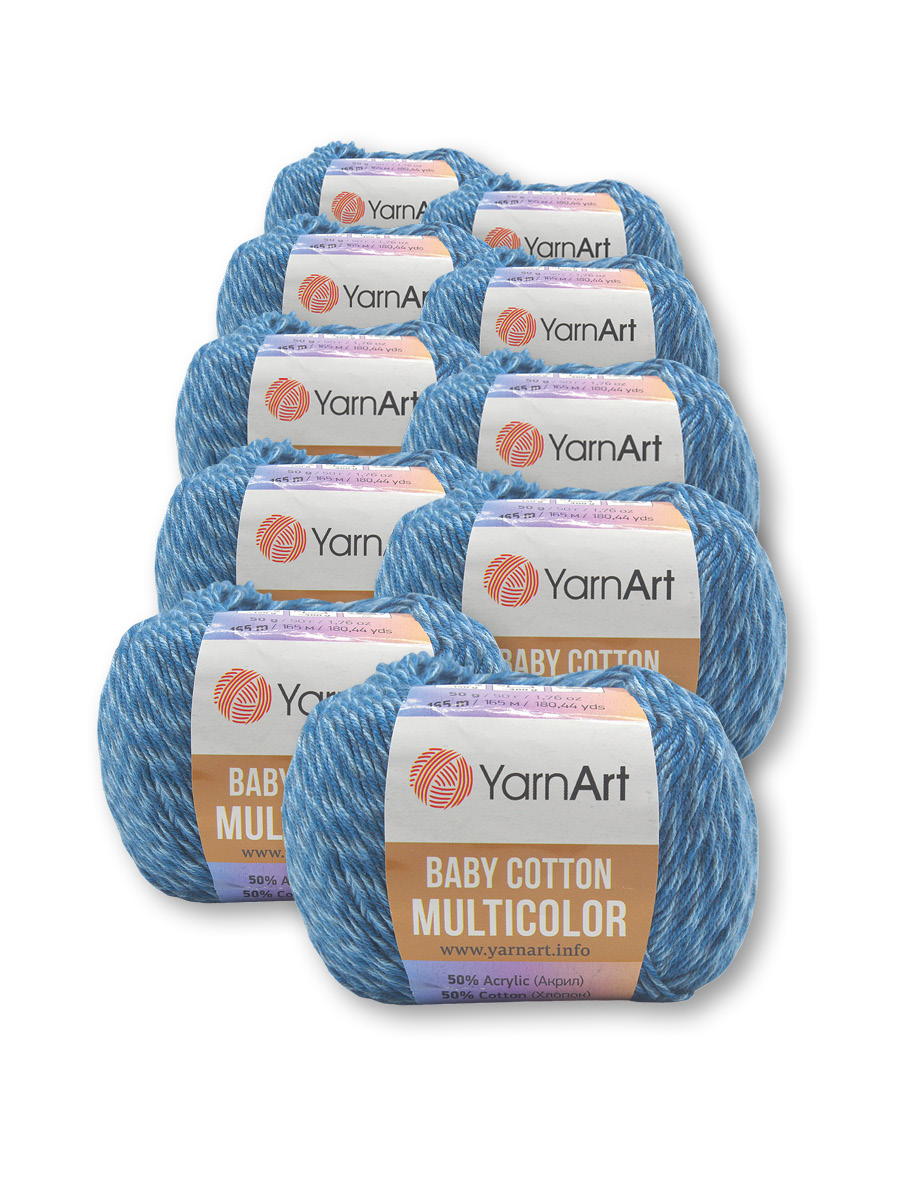 Пряжа для вязания YarnArt Baby cotton multicolor 50 гр 165 м хлопок акрил детская 10 мотков цвет 5210 - фото 3